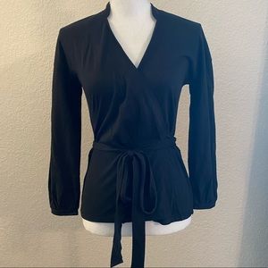 NWT J crew collared wrap black top size XS